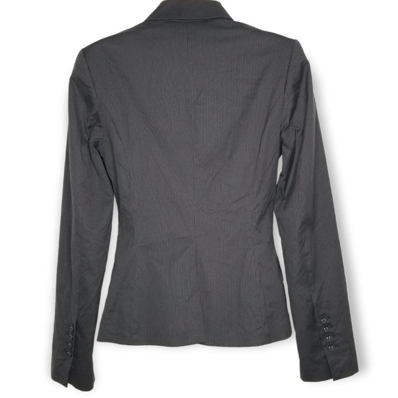 H&M Black Single Button Pinstripe Blazer Jacket Size 4 - Picture 5 of 12